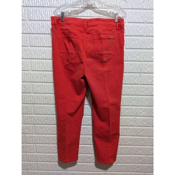 Chico's Women's Orange Solid Mid-Rise So Slimming Cropped Pants Size 1.5 - Picture 3 of 7